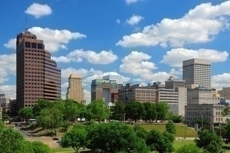 Memphis downtown skyline and clouds