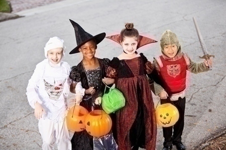 Children in halloween costumes