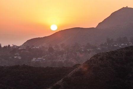 sunset in hollywood mountains