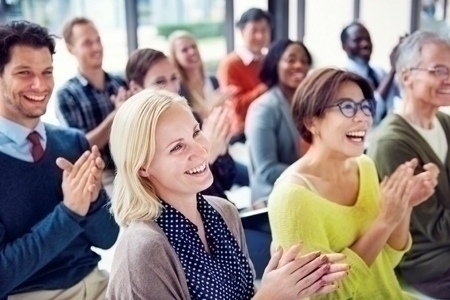 Group of Multiethnic Cheerful People Applauding