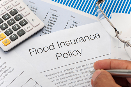 Close up of Flood insurance policy Form