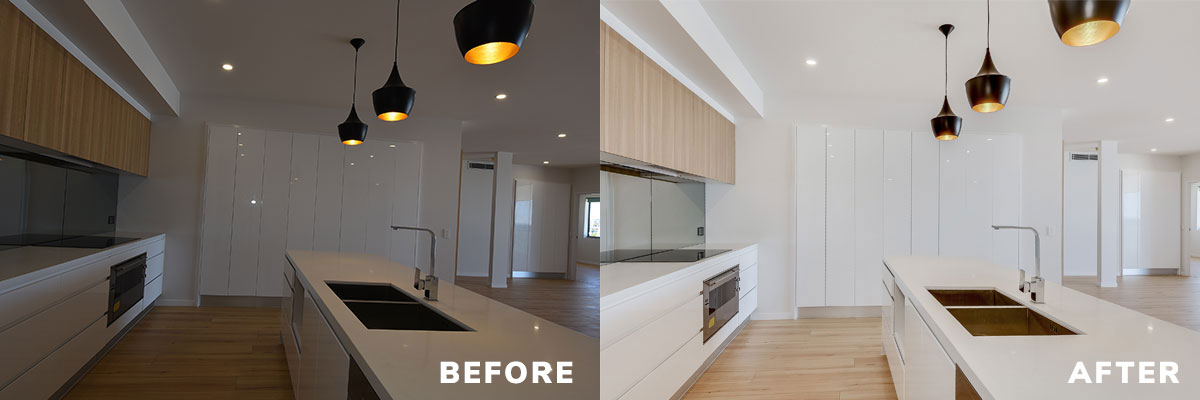 Transform interior shots like this kitchen with image enhancement.