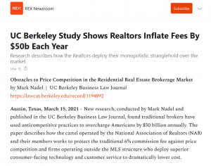 UC Berkeley Study Shows Realtors Inflate Fees By $50b Each Year