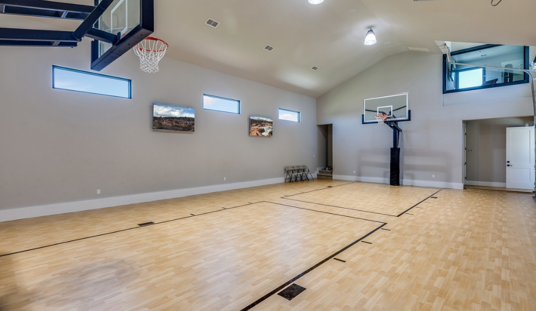 Indoor Basketball Court In Luxury Home Picture Id1295735480 